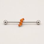 G23 Titanium Three Baguette Industrial Barbell Earring product view