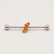G23 Titanium Three Baguette Industrial Barbell Earring product view