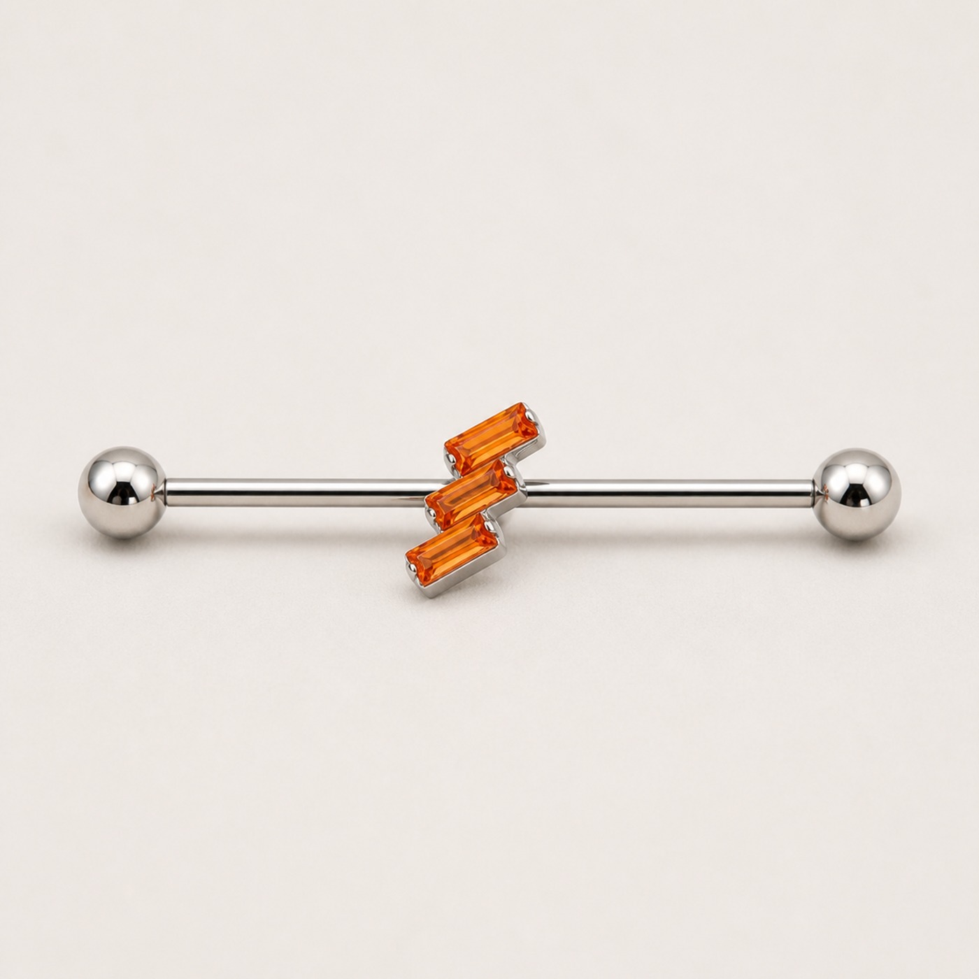 G23 Titanium Three Baguette Industrial Barbell Earring product view
