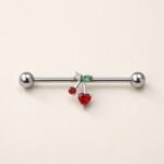 G23 Titanium Cherry Crystal Industrial Barbell Earring product view