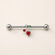 G23 Titanium Cherry Crystal Industrial Barbell Earring product view