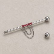 G23 Titanium Double Chain Industrial Barbell Earring post and backing detail