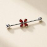 G23 Titanium Four-Petal Crystal Industrial Barbell Earring product view