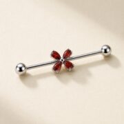 G23 Titanium Four-Petal Crystal Industrial Barbell Earring product view