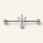 G23 Titanium Marquise Dangle Industrial Barbell Earring in Natural Titanium product view