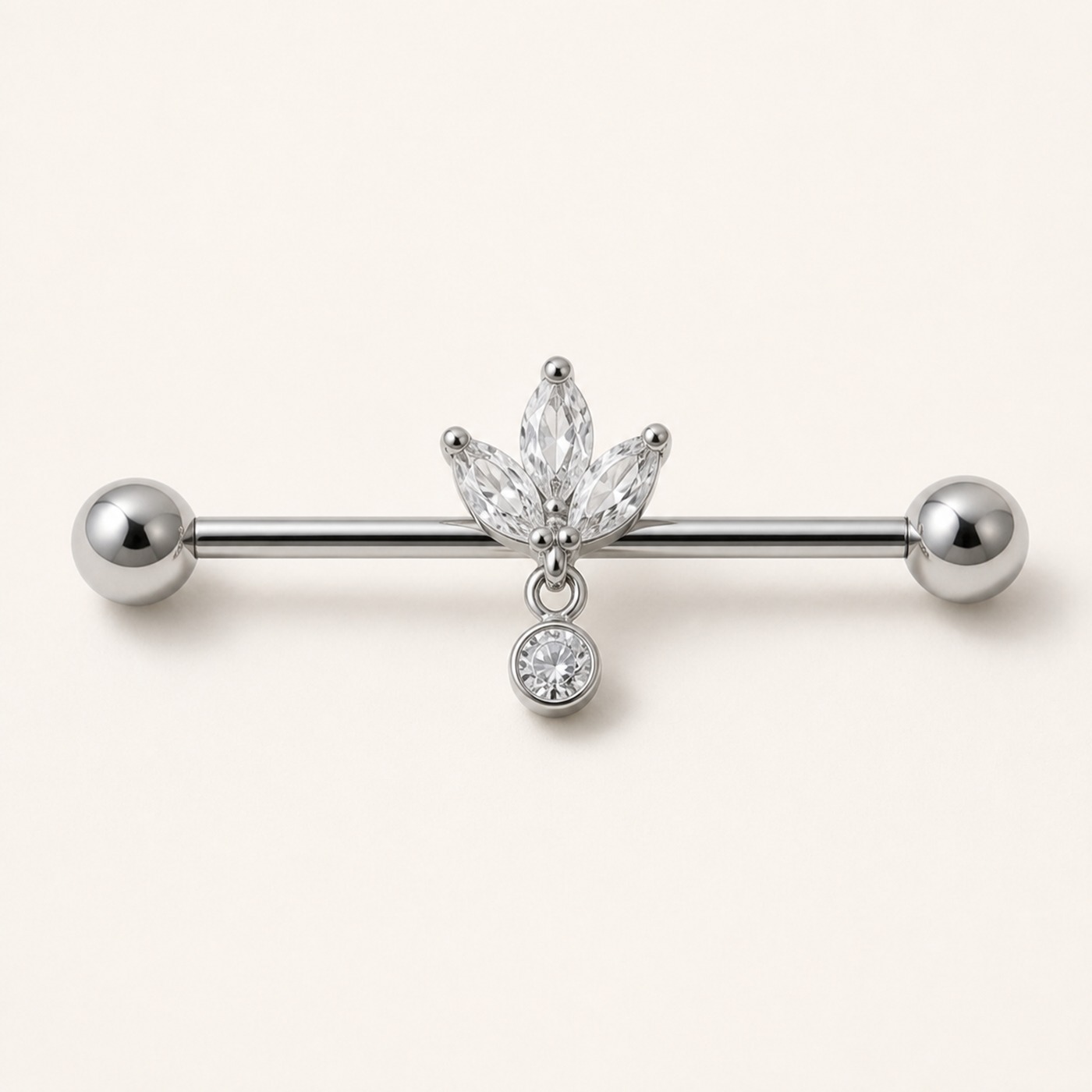 G23 Titanium Marquise Dangle Industrial Barbell Earring in Natural Titanium product view