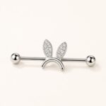 G23 Titanium Bunny Crystal Industrial Barbell Earring in Natural Titanium product view