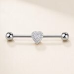 G23 Titanium Double Heart Industrial Barbell Earring in Natural Titanium product view