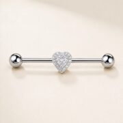G23 Titanium Double Heart Industrial Barbell Earring in Natural Titanium product view