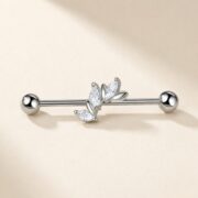 G23 Titanium Marquise Arc Industrial Barbell Earring in Natural Titanium product view