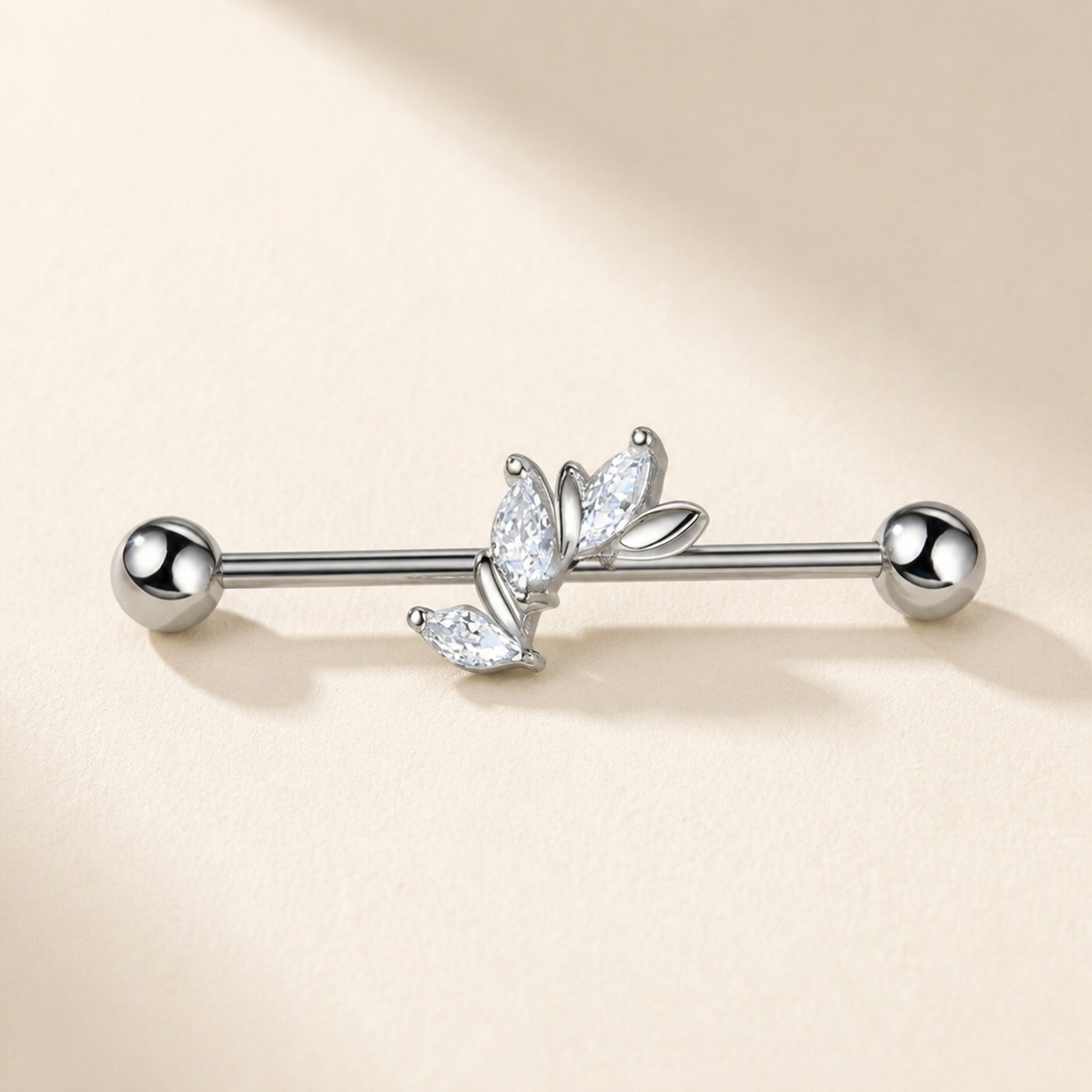G23 Titanium Marquise Arc Industrial Barbell Earring in Natural Titanium product view