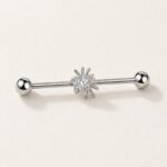 G23 Titanium Spider Crystal Industrial Barbell Earring in Natural Titanium product view