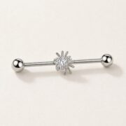 G23 Titanium Spider Crystal Industrial Barbell Earring in Natural Titanium product view