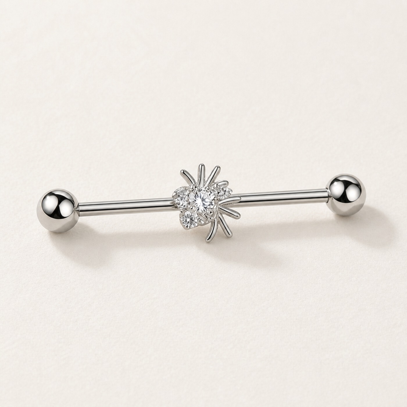 G23 Titanium Spider Crystal Industrial Barbell Earring in Natural Titanium product view