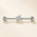 G23 Titanium North Star Crystal Industrial Barbell Earring in Natural Titanium product view