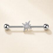 G23 Titanium North Star Crystal Industrial Barbell Earring in Natural Titanium product view