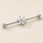G23 Titanium Six Marquise Flower Industrial Barbell Earring in Natural Titanium product view