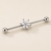 G23 Titanium Six Marquise Flower Industrial Barbell Earring in Natural Titanium product view