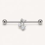 G23 Titanium Cherry Crystal Industrial Barbell Earring in Natural Titanium product view