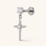 Flat Back Earrings Crystal Cross Dangle with F136 Titanium Post product view