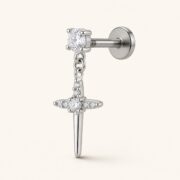 Flat Back Earrings Crystal Cross Dangle with F136 Titanium Post product view