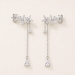 S925 Silver Floral Vine Chain Drop Stud Earrings product view