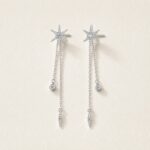 S925 Silver Celestial Star Chain Drop Stud Earrings product view