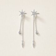 S925 Silver Celestial Star Chain Drop Stud Earrings product view