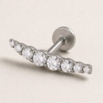 Titanium Flat Back Earrings – Graduated Zircon Arc - product view