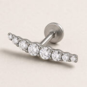 Titanium Flat Back Earrings – Graduated Zircon Arc - product view