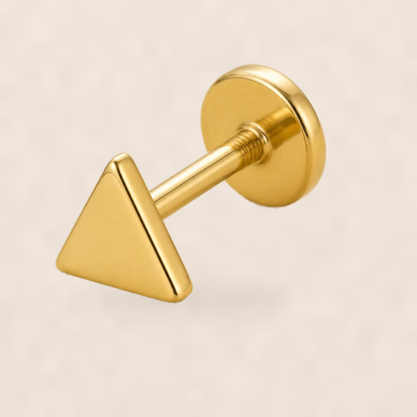 Titanium Stud Earrings Triangle Minimal Geometric for Sensitive Ears on warm ivory background