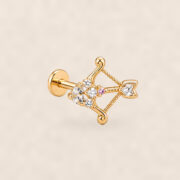 Titanium Stud Earrings Eros Crystal Arrow Bow for Sensitive Ears on warm ivory background